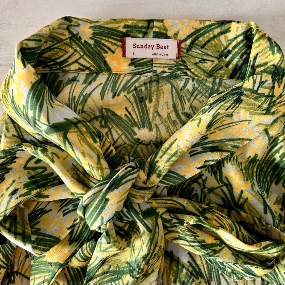 Sunday Best Yellow & Green Button Down Dress. Size Small. So cute for spring! - Picture 6 of 6
